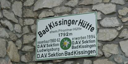 Hotels und Ferienwohnungen im Oberallgäu - Kategorien: Hüttenführer - Vorarlberg - Bad Kissinger Hütte - Bad Kissinger Hütte