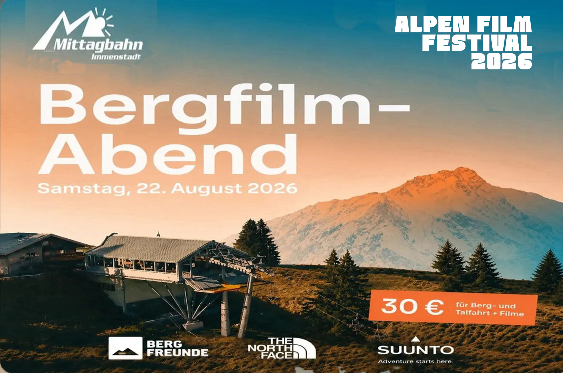 Veranstaltungen im Oberallgäu: ALPENFILM-FESTIVAL 2026 - Bergstation Mittagbahn - ALPENFILM-FESTIVAL 2026 - Bergstation Mittagbahn