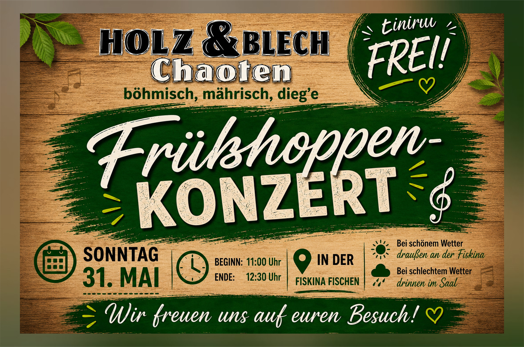 Veranstaltungen im Oberallgäu: Frühschoppenkonzert in Fischen mit den Holz & Blech CHAOTEN - Holz & Blech Chaoten - Frühschoppen an der Fiskina