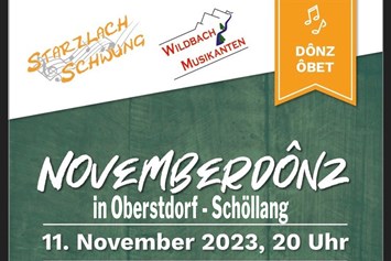 Veranstaltungen im Oberallgäu: Novemberdonz im Schelchwangsaal in Schöllang - Novemberdonz 2024 im Schelchwangsaal in Schöllang