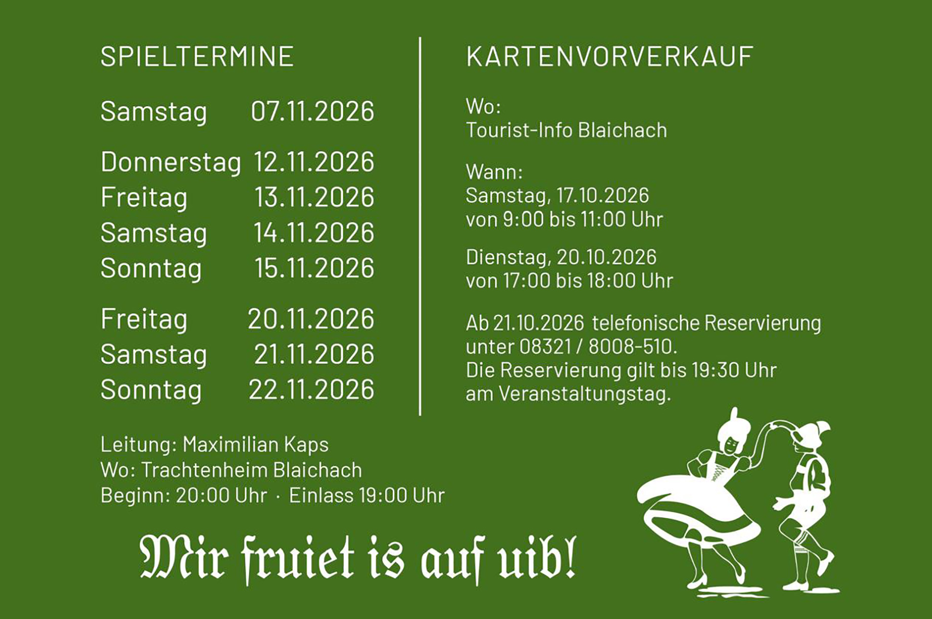 Veranstaltungen im Oberallgäu: Miss Sophies Erbe - Mundarttheater - Bauerntheater in Blaichach - Miss Sophies Erbe - Bauerntheater in Blaichach 2026
