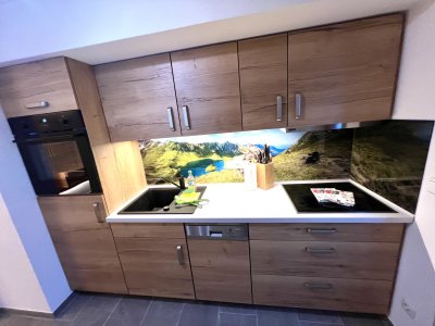 Unterkunft im Allgäu: Küche - Baldaufs Alpchalet- Urlaub mit Hund im Grünen mit Bergblick