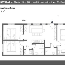 Unterkunft im Allgäu: Grundriss Ferienwohnung #1 Iseler für bis zu 8 Personen - Bäumers Retreat - Ferienwohnungen in Bad Hindelang