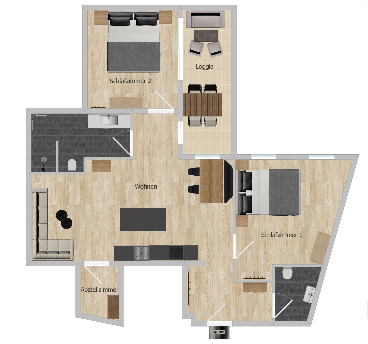 Unterkunft im Allgäu: Grundriss der Ferienwohnung  - Ferienwohnung Ihda in Wertach im Allgäu
