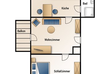 Unterkunft im Allgäu: Ferienwohnung 2 Grundriss - Haus Meinecke - Ferienwohnungen in Bad Hindelang im Allgäu