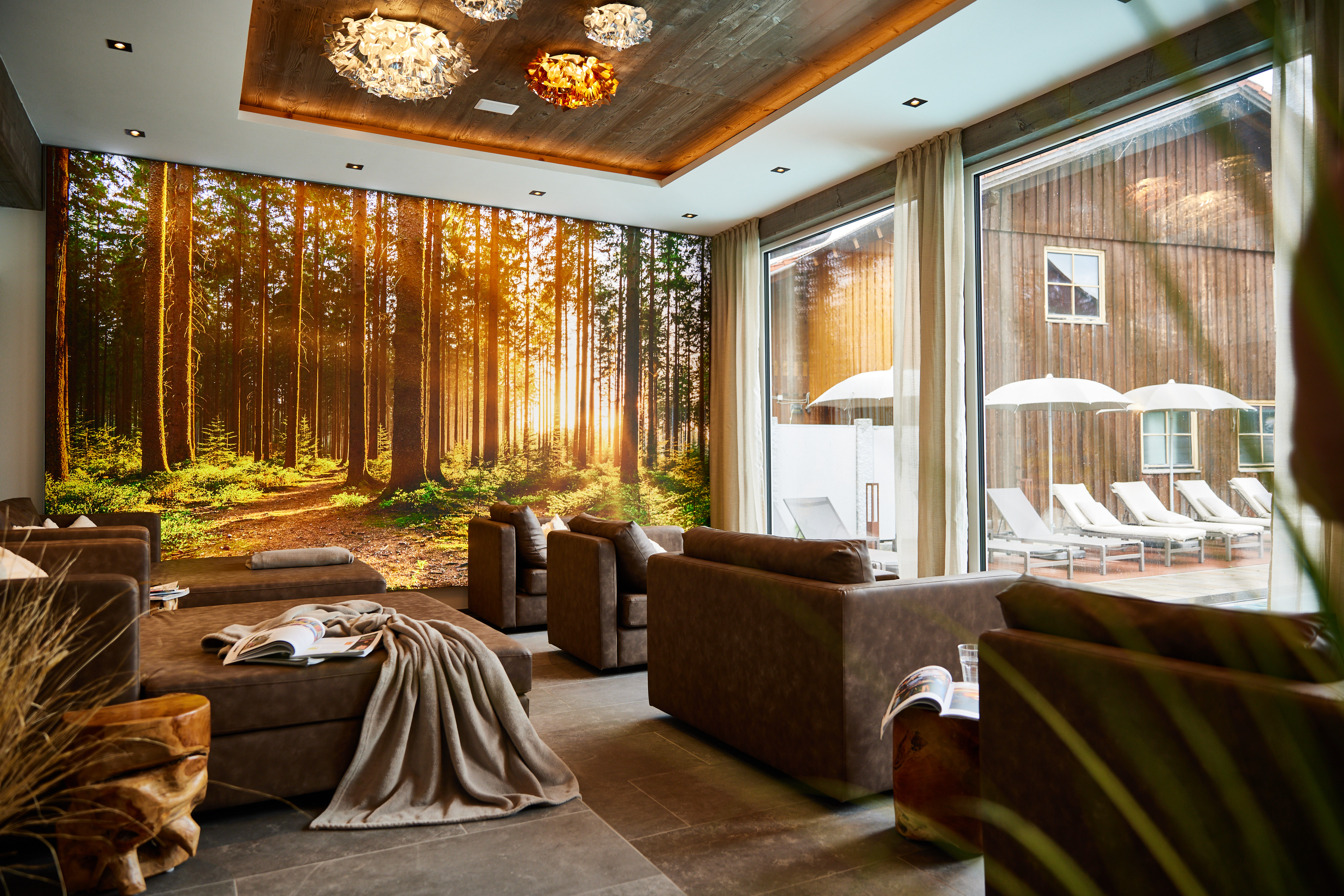 Unterkunft im Allgäu: Hanusel Hof Ruheraum mit Poolblick - Hanusel Hof 4*-S Hotel Golf, Wellnees, Genuss und Natur in Panoramalage