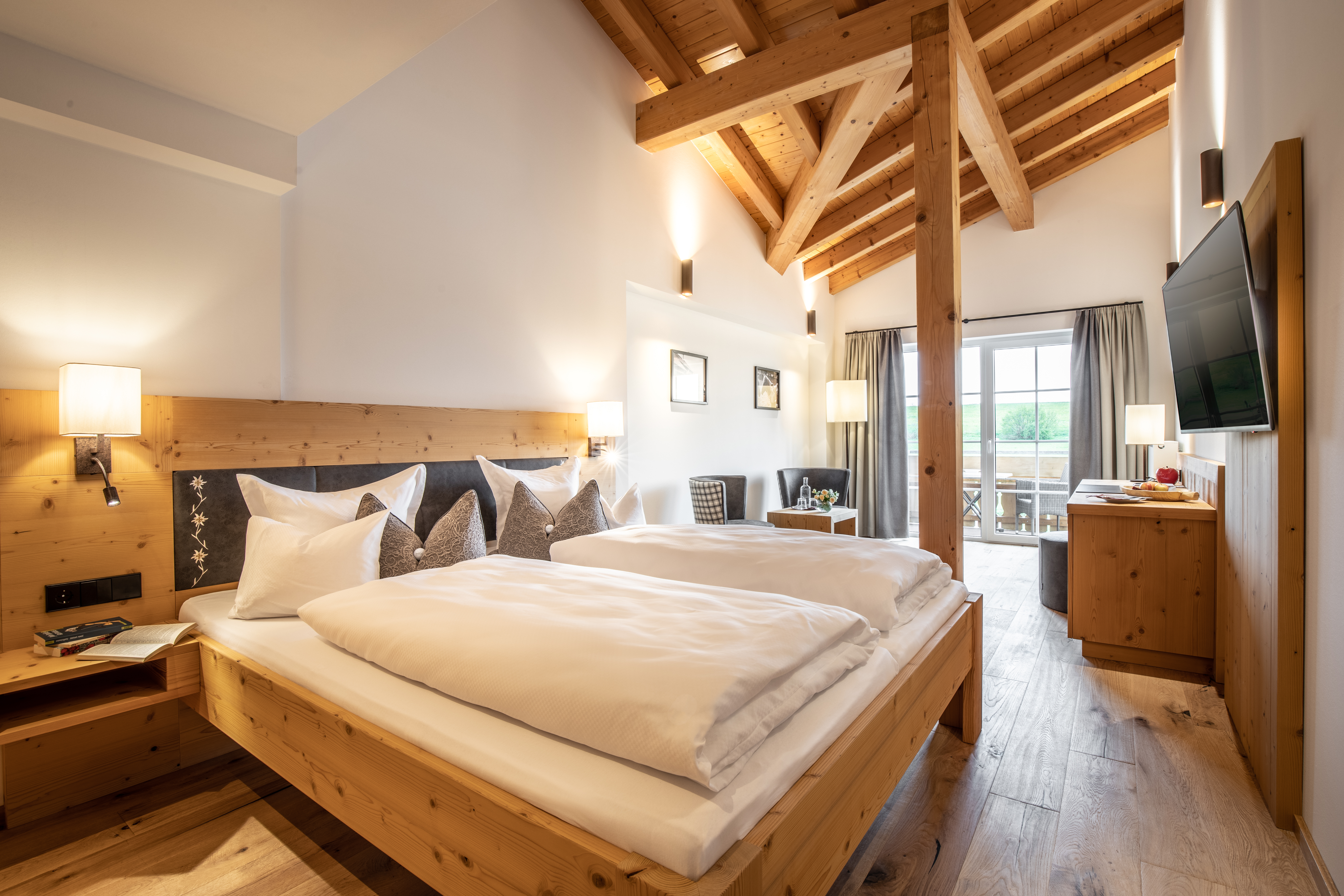 Hotels und Ferienwohnungen im Oberallgäu - Ausstattung: Sauna - Allgäu - Hanusel Hof Hanusel-Suite - Hanusel Hof 4*-S Hotel Golf, Wellness, Genuss und Natur in Panoramalage
