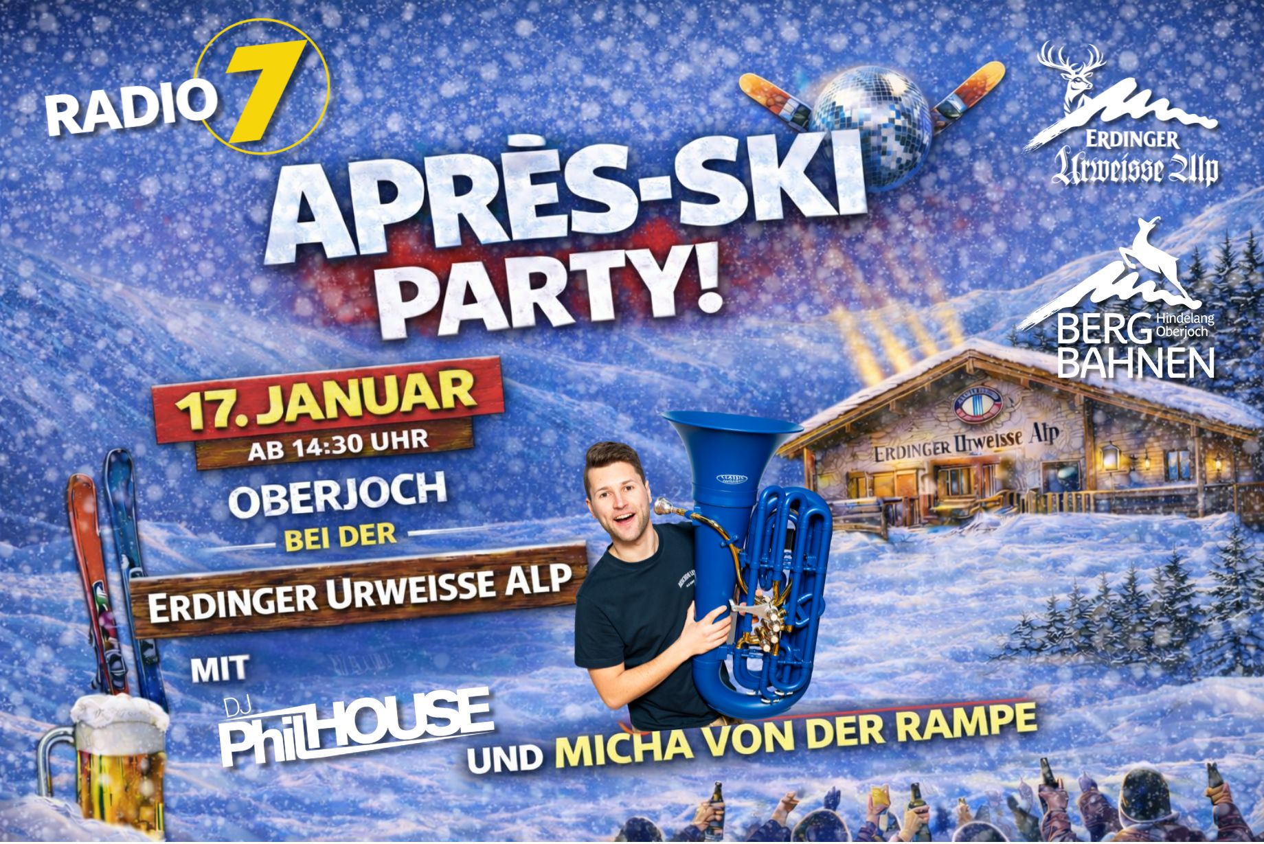 Veranstaltungen im Oberallgäu: Aprés-Ski Party an der Erdinger Urweisse Alp am Oberjoch - Aprés-Ski Party an der Erdinger Urweisse Alp