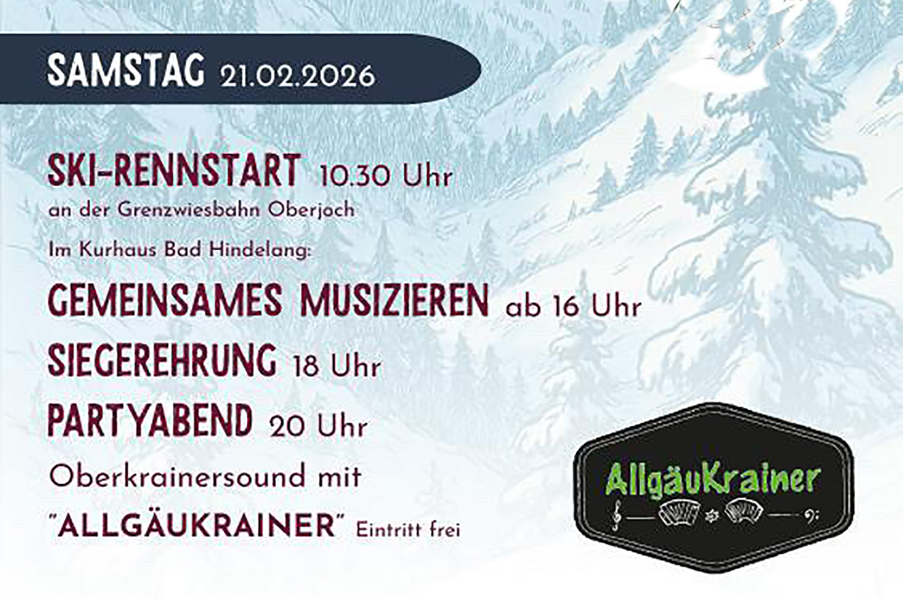 Hotels und Ferienwohnungen im Oberallgäu - Deutsche Musikanten-Skimeisterschaft 2026 in Bad Hindelang und Oberjoch  - Deutsche Musikanten-Skimeisterschaft 2026 in Bad Hindelang